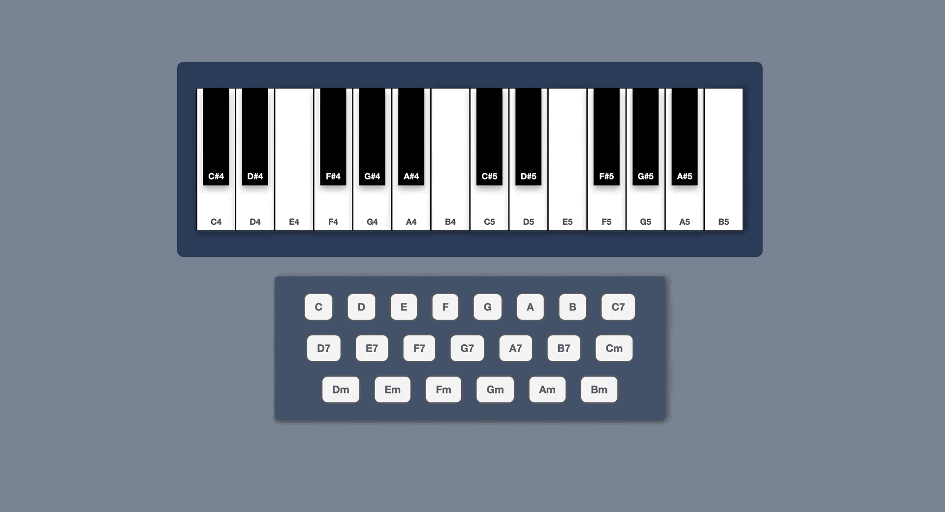 Piano app Tone.js with React